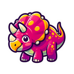 Fototapeta premium Colorful Triceratops Dinosaur Cartoon Sticker