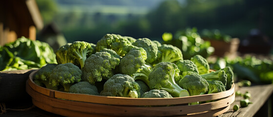 Delicious fresh broccoli harvest