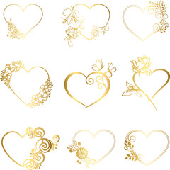 set of golden hearts frames 
