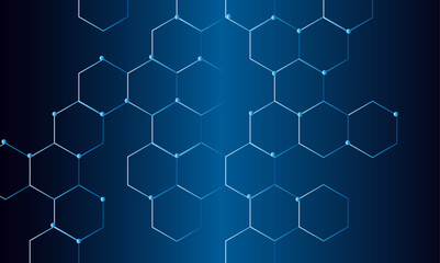 Blue seamless hexagon pattern background. Abstract hexagonal concept technology background. Vector Illustration. Design for banner, poster, template, technology science concept background. - obrazy, fototapety, plakaty