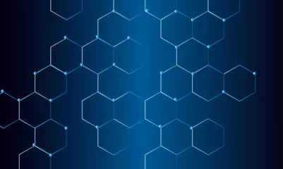 Poster Blue seamless hexagon pattern background. Abstract hexagonal concept technology background. Vector Illustration. Design for banner, poster, template, technology science concept background. © Mirror