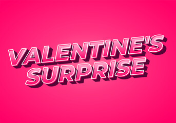 Obraz premium Valentine's surprise. Text effect in 3D look. Gradient Pink color