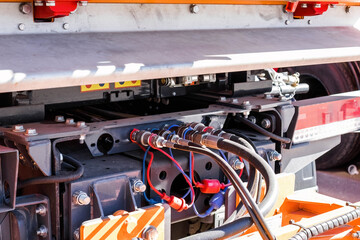 hoses and fittings of hydraulic installation. Hydraulic oil system device