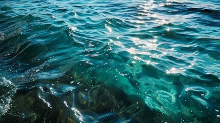 Fototapeta premium Blue green surface of the ocean