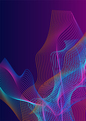 Rainbow Wave Background Violet Vector. Soft Design. Multicolored Line Knot. Fiction Soundwave Template. Iridescent Amplitude.