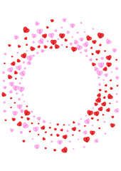 Pink Heart Background White Vector. Party Illustration Confetti. Red Random Frame. Fond Heart Card Pattern. Violet Fall Backdrop.