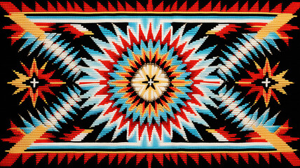 Native American traditional pattern ethnic design embroidery background - obrazy, fototapety, plakaty