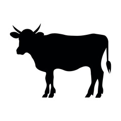 Cow black vector icon on white background