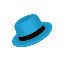 Vector illustration of a 3D cylindrical hat in turquoise color