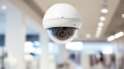 High tech CCTV security camera on wall for indoor security and crime prevention