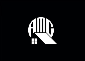Real Estate Letter AMC Monogram Vector Logo.Home Or Building Shape AMC Logo.