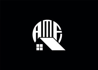 Real Estate Letter AMF Monogram Vector Logo.Home Or Building Shape AMF Logo