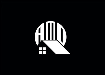 Real Estate Letter AMO Monogram Vector Logo.Home Or Building Shape AMO Logo.