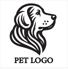 Pet Logo dog head , dog head , golden retriever dog head 