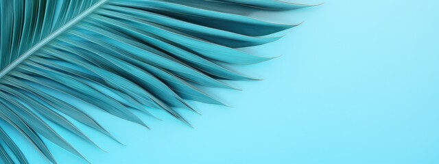 Obraz premium A close up of a green leaf on a blue background