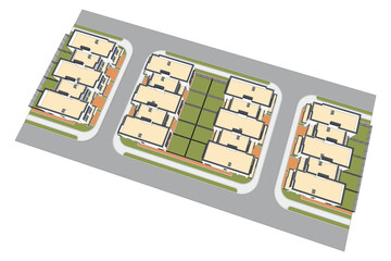 Detailed architectural two story townhouse blueprints and drawings. Vector illustration