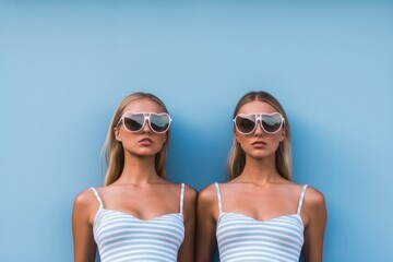 Two women wearing sunglasses standing next to each other