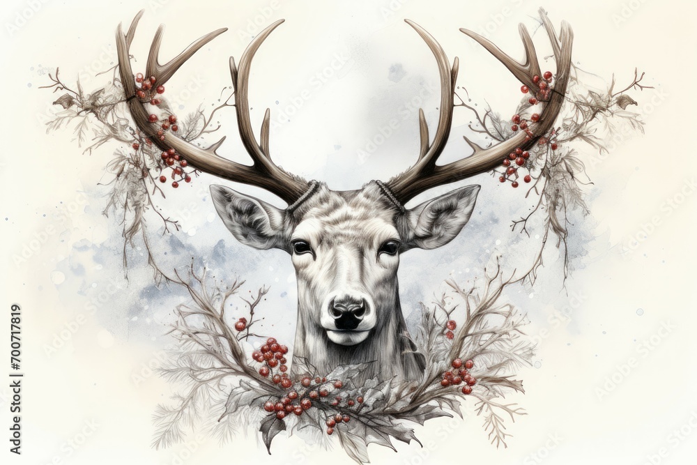 Canvas Prints Reindeer Antlers - Generative AI