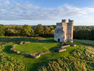 Donnington Castle Aerial View from the west Landscape Aspect, Newbury, England