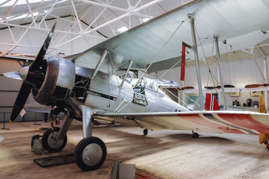 Old Warden, UK - September 27, 2006: Gloster Gladiator Mk I, Shuttleworth Collection museum located at Aerodrome in Old Warden village