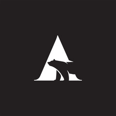 Fototapeta premium Minimalist Negative space Bear logo with letter A