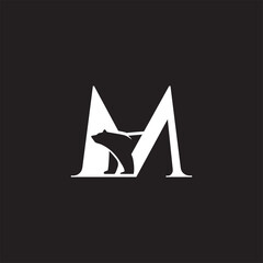 Minimalist Negative space Bear logo with letter M