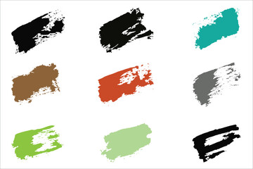 Colorful brush strokes, dirty brush effect, grungy brush stroke set