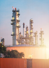 Oil refinery in the petrochemical industry area.