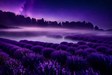 Lavender and midnight violet merging into a tranquil twilight dreamscape.