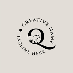 Minimalist Negative space Bear logo with letter Q 