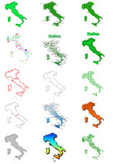 Karten von Italien ClipArt Farbe und schwarz-weiß Karte 