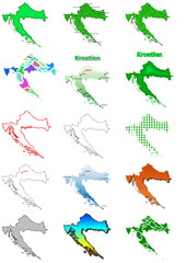 Karten von Kroatien  ClipArt Farbe und schwarz-weiß Karte 