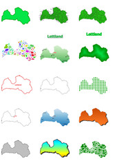 Karten von Lettland ClipArt Farbe und schwarz-weiß Karte 