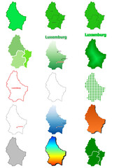 Karten von Luxemburg ClipArt Farbe und schwarz-weiß Karte 