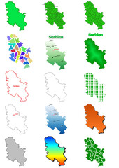 Fototapeta premium Karten von Serbien ClipArt Farbe und schwarz-weiß Karte 