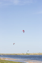 Sportsman riding a kiteboard