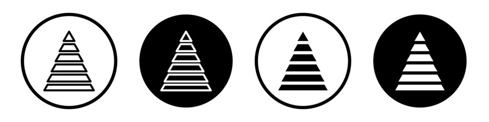 Hierarchy pyramid icon set. triangle hierarchy level vector symbol in black filled and outlined style.