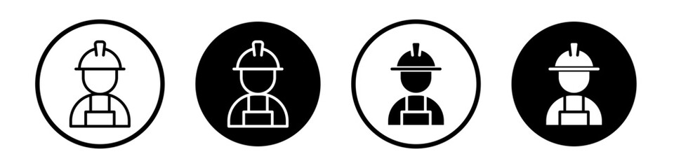 Labour icon set. constructor worker vector symbol. engineer builder sign. technician plumber icon in black filled and outlined style.