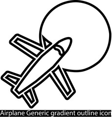 Aircraft Symbol on White, Airplane Gradient Pictogram

