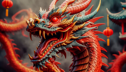 Obraz premium Beautiful fantasy dragon. Year of the Dragon according to the eastern horoscope