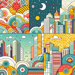 seamless pattern with city