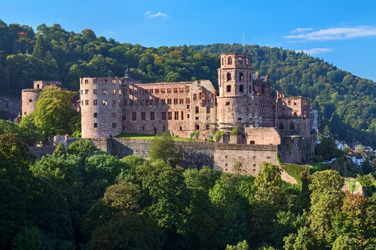Heidelberg, Germany. Heidelberg Castle at lower slope of Konigstuhl hill. The castle ruins are among the most important Renaissance structures north of the Alps.
