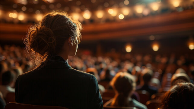 Woman Overlooking a Captivated Audience