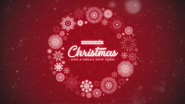 Vintage Christmas Postcard/ 4k animation of a Christmas background with snowflakes and vintage texture