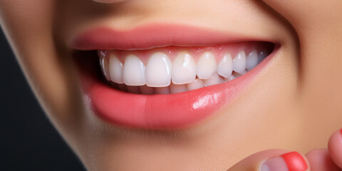 Closeup beautiful smile of woman with healthy white teeth. Radiant Smile: A Closeup of a Woman with Healthy White Teeth
Captivating Beauty: Closeup Shot of a Woman's Gorgeous Smile
