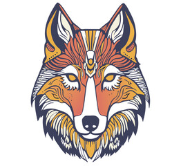 illustration wolf head vector 