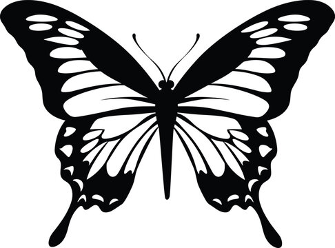 Butterfly silhouette icon. Clipart image isolated on white background. AI generated illustration.