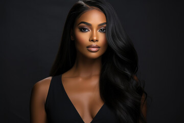 Graceful 25-Year-Old Black Model in Elegant Silk Press Hairstyle