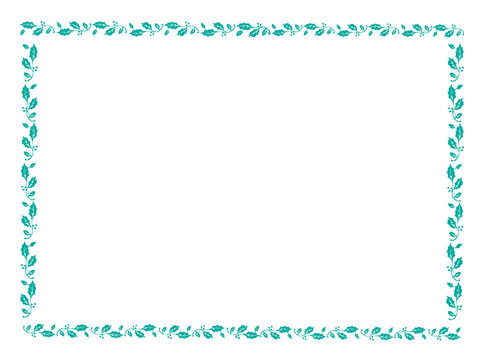 Vector blue frame with leaves, vector floral leaves for text and picture
