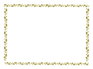 Vector golden frame with leaves, vector floral leaves for text and picture